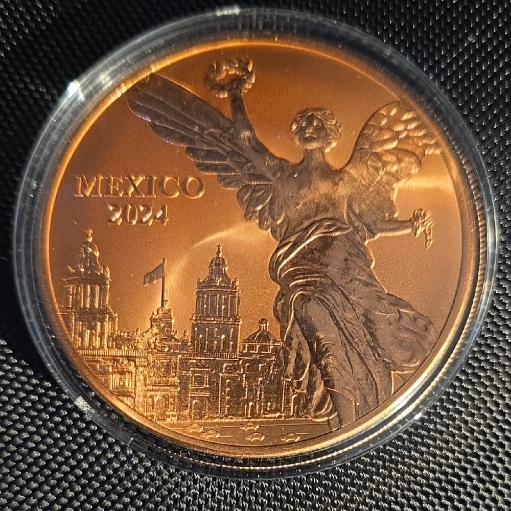 2024 Mexico Reverse Proof Libertad Sunset 5 oz Copper Tribute Round.